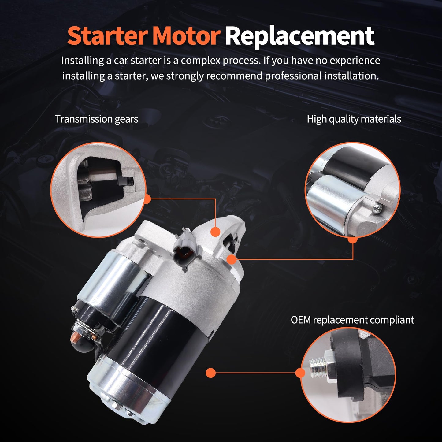 HiSport 23300-1CA0A Starter Motor - Compatible with Infiniti FX50 M56 Q70 Q70L QX56 QX70 QX80 Compatible with Nissan Armada NV2500 NV3500 Pathfinder Titan XD - Replace 19068N 19068 23300-1CA0C