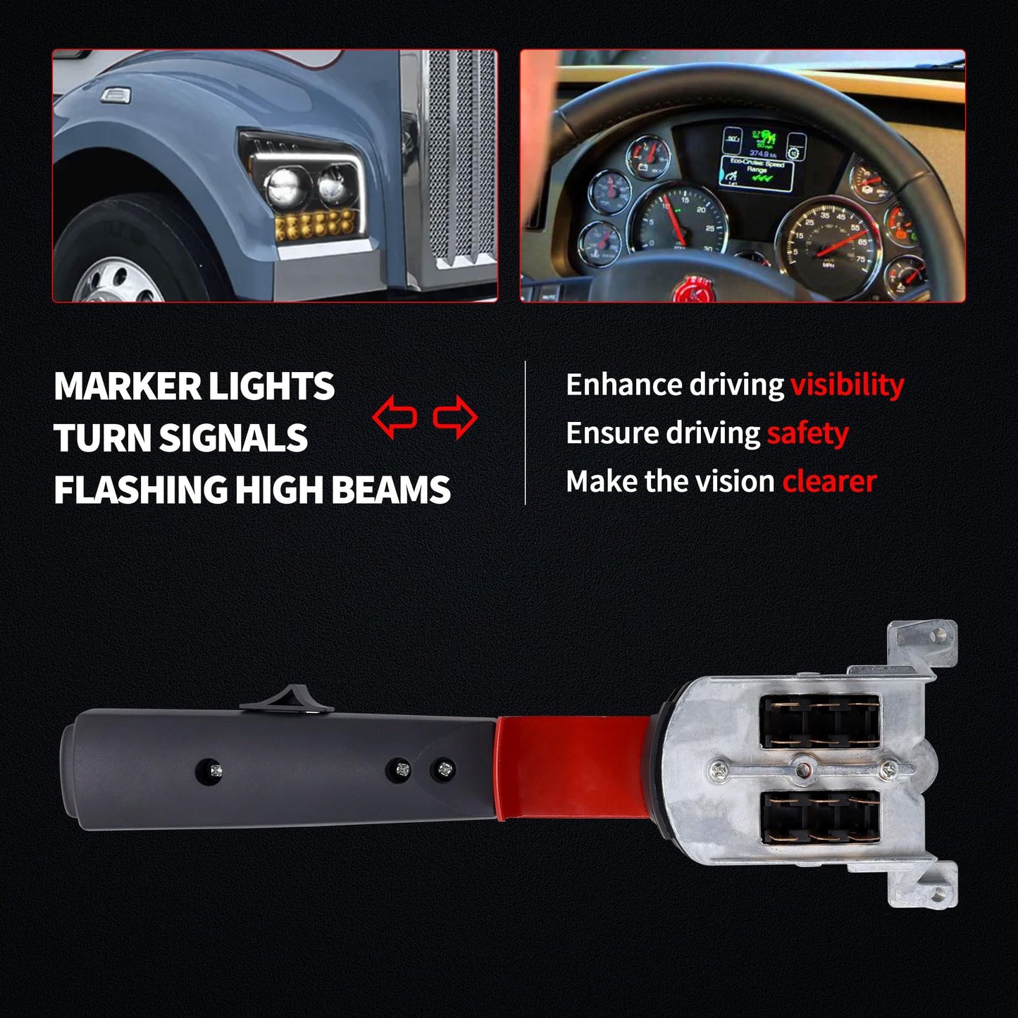 HiSport 82406821 12-Pin Turn Signal Switch Compatible with Kenworth Mack Volvo Replacement for 1MR587AM