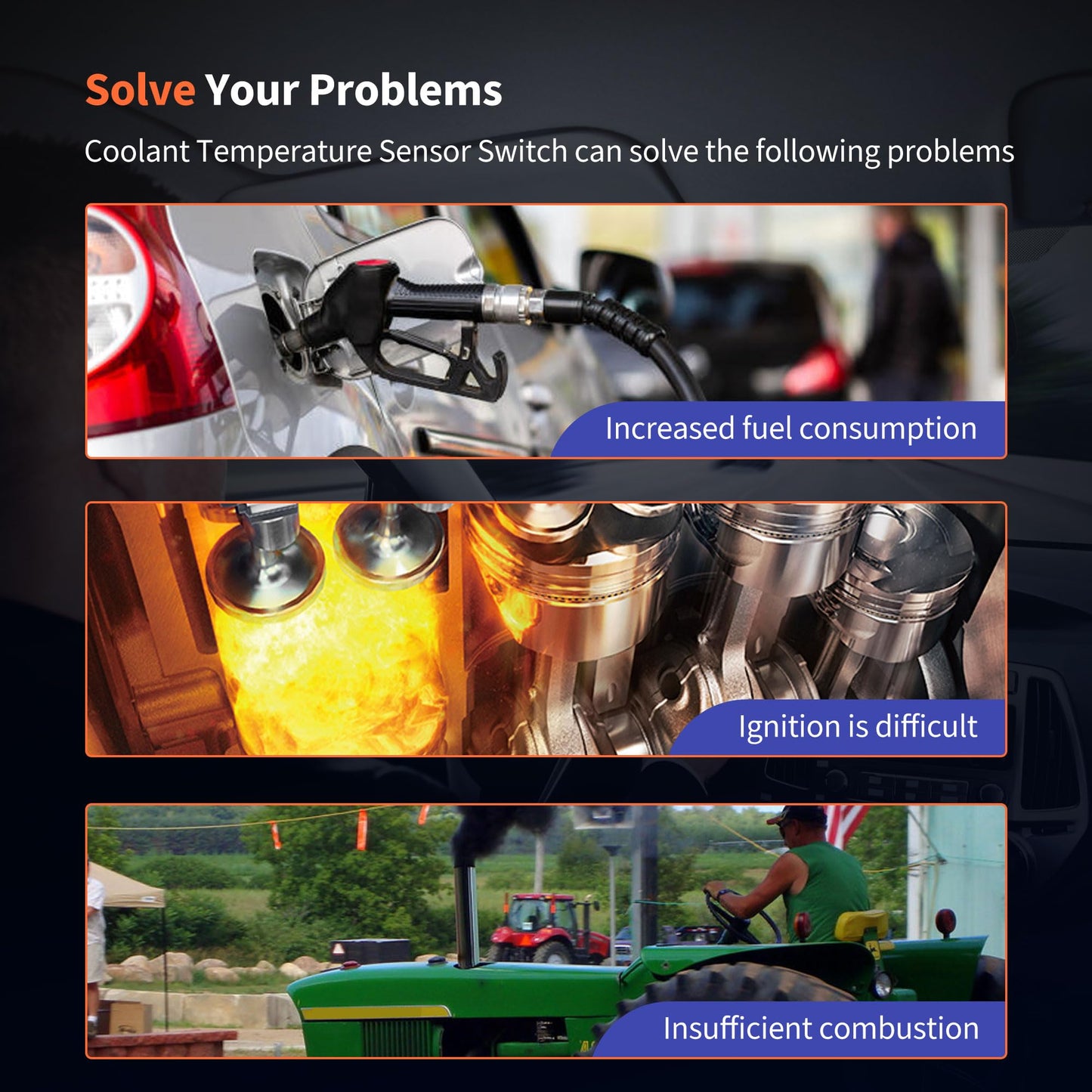 HiSport Temperature Sensor Switch RE503242 - Compatible with John Deere 240 250 260 270 280 210LE 324H 344H 410E 485E 486E 488E 540G 548G 640G 648G 690ELC 740G 748G 5103 5105 5203 5205 5210 5220