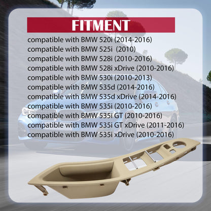 HiSport Beige Window Switch Armrest Door Panel Inner Interior Door Pull Handle Compatible with BMW 5 Series F10 F11 F18 520 523 525 528 530 535 2010 2011 2012 2013 2014 2015 2016#51417225875