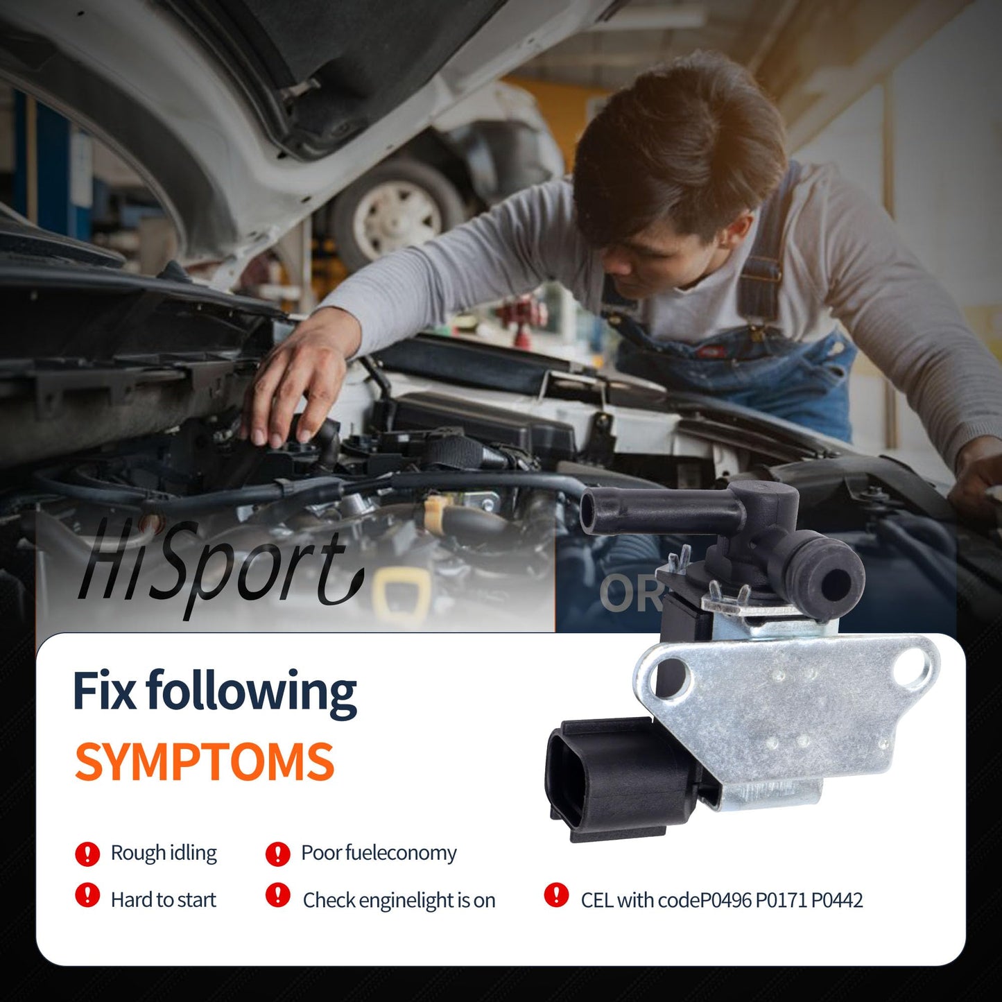 HiSport K5T46695 Vapor Canister Purge Solenoid Valve - Compatible with Nissan Cube 2009-2014 NV200 2013-2016 Sentra 2007-2012 Versa 2009-2012 Versa 2007-2012 1.6L 1.8L 2.0L - Replace 14930-EN20A