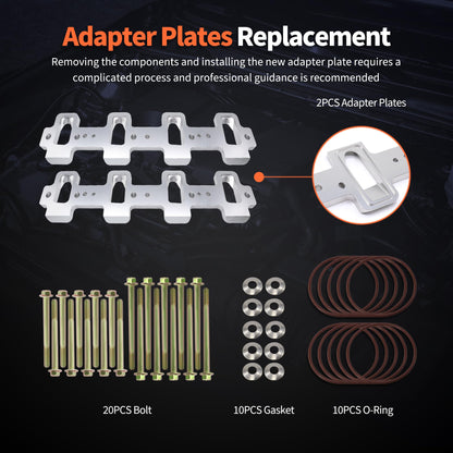 HiSport Intake Manifold Adapter Plates - Compatible with LS3 LSA ZL1 CTS-V Rectangle Port Intake Manifold Adapter - Replace EM-1021-S 551316