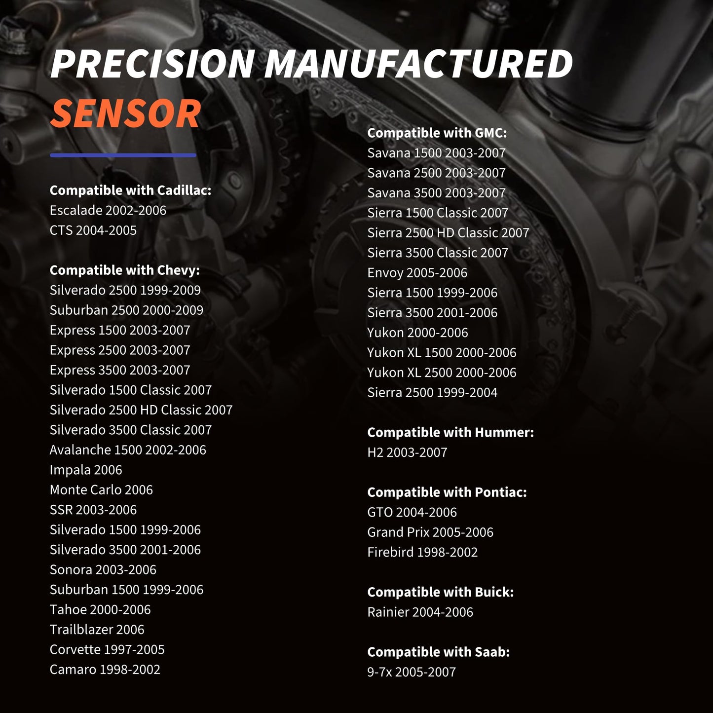 HiSport Engine Crankshaft Position Sensor - Compatible with Buick Cadillac Chevy GMC Hummer Pontiac Saab Express Savana 1500/2500/3500 Sierra Yukon XL 9-7x 1500/3500 1997-2007 - Replace 12560228