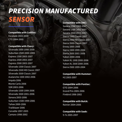 HiSport Engine Crankshaft Position Sensor - Compatible with Buick Cadillac Chevy GMC Hummer Pontiac Saab Express Savana 1500/2500/3500 Sierra Yukon XL 9-7x 1500/3500 1997-2007 - Replace 12560228
