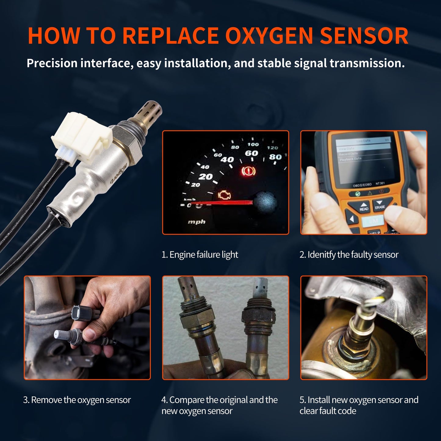 HiSport 2PCS Oxygen O2 Sensor Compatible with Dodge Challenger Avenger Charger Dart Durango Grand Caravan Journey Viper Fiat Jeep Ram Volkswagen Replaces 234-4547 234-4545 234-4029