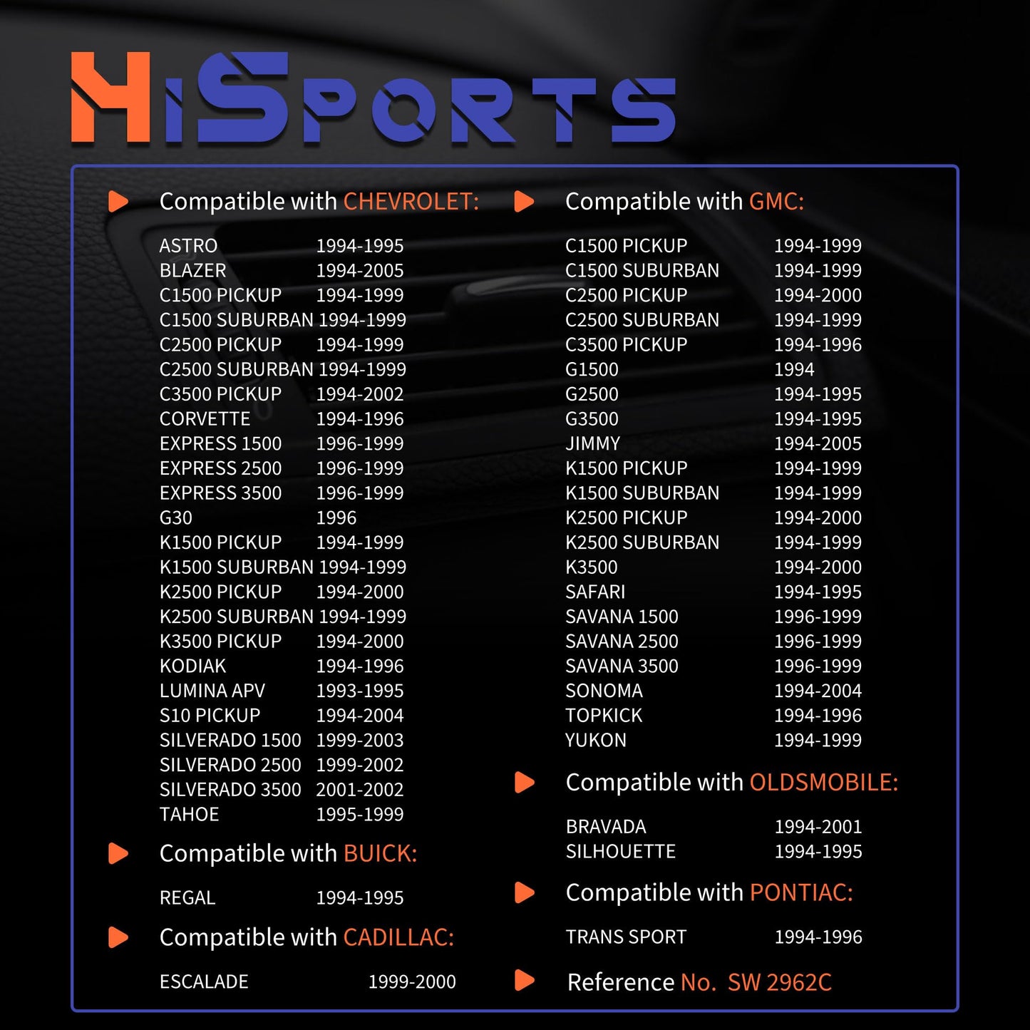 HiSport A/C Clutch Cycle Switch - Compatible with Chevrolet Astro Blazer Express GMC Yukon Topkick Sonoma Pontiac Trans Sport Replaces SW 2962C