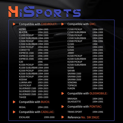 HiSport A/C Clutch Cycle Switch - Compatible with Chevrolet Astro Blazer Express GMC Yukon Topkick Sonoma Pontiac Trans Sport Replaces SW 2962C