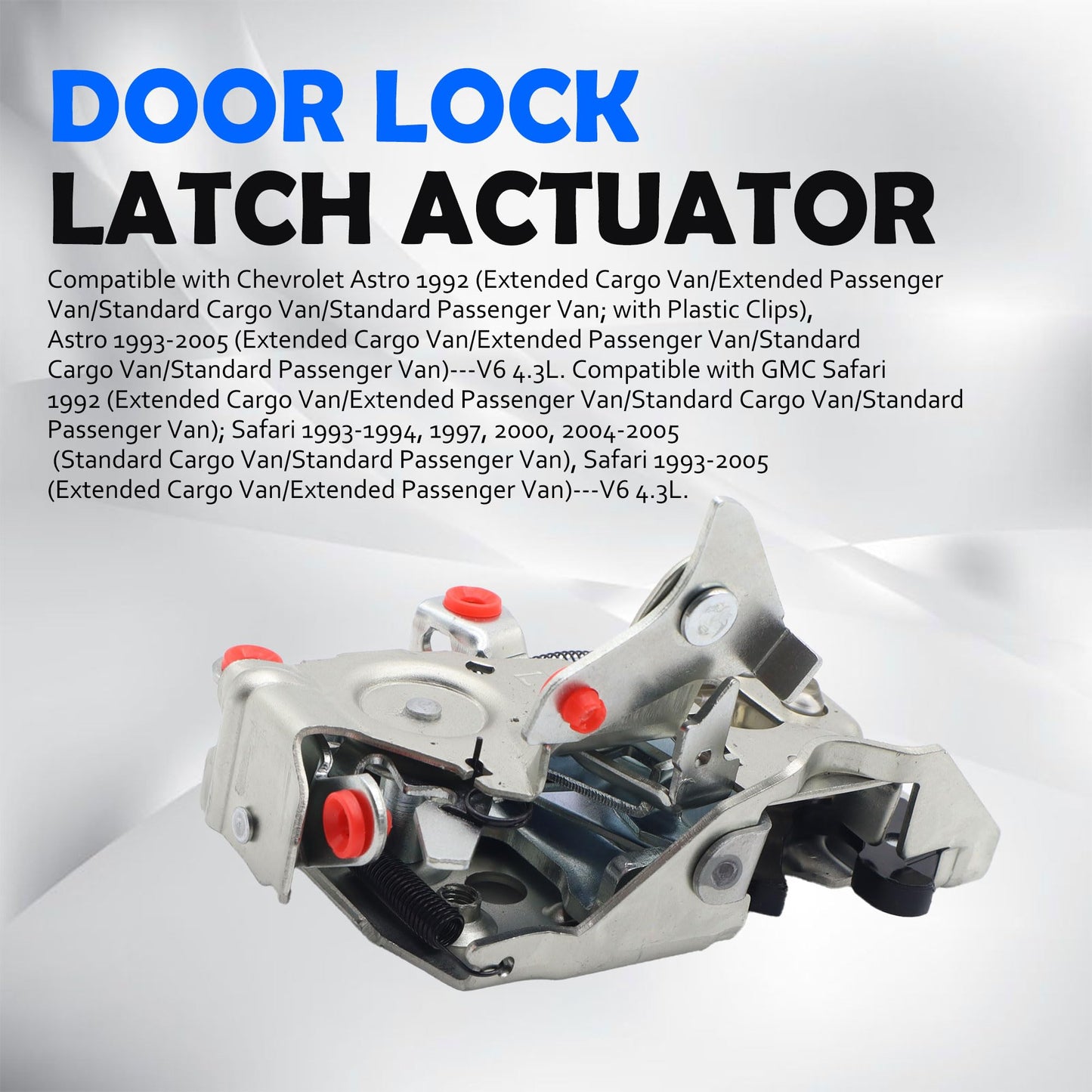 HiSport Door Latch Lock Actuator 15063273 16633929 Front Left Driver Side Compatible with Chevrolet Astro 1992-2005, Replacement for GMC Safari 1992-2005, 4.3L
