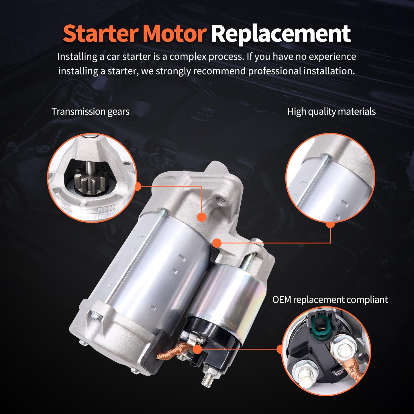 HiSport 28100-0T050 Starter Motor - Compatible with Toyota Corolla 2009-2016 1.8L l4 Matrix 2009-2013 1.8L l4 Compatible with Pontiac Vibe 2009-2010 1.8L l4 12V 1.6KW 9 Teeth Clockwise