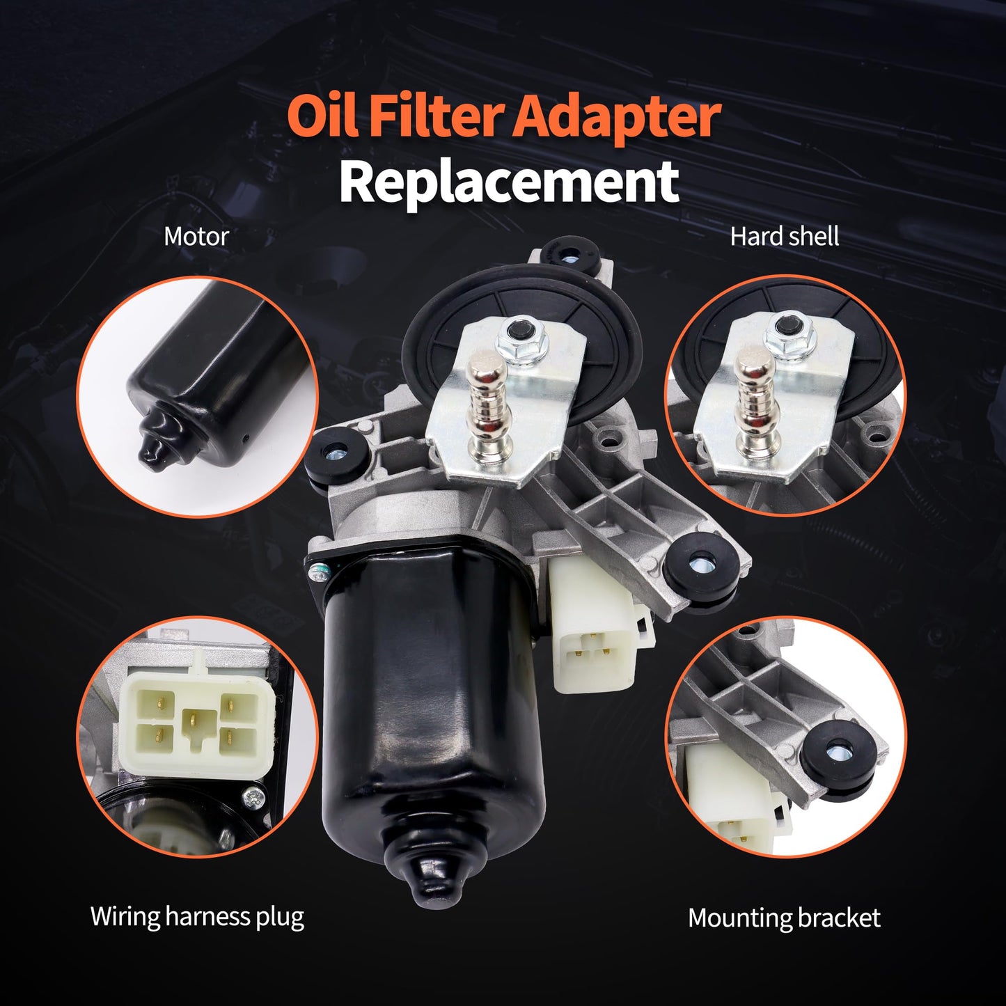 HiSport New Front Windshield Wiper Motor - Compatible with Cadillac Chevy GMC Escalade C1500 C2500 Suburban C3500 C3500HD Kodiak C6500 C70 C7500 K1500 1990-2002 - Replace 12368702