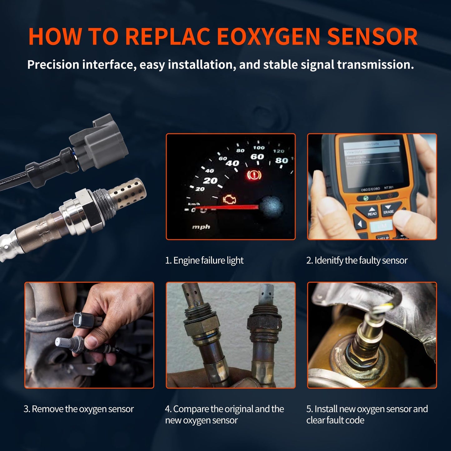 HiSport 36532PZAA01 Heated O2 Oxygen Sensor Compatible with Acura EL 1999-2000, Honda Civic 1999, 2000, 2001, 2002-2005 Element 2003, 2004, 2005, 2006, 2007, 2008, 2009, 2010, 2011 Insight 2002-2006