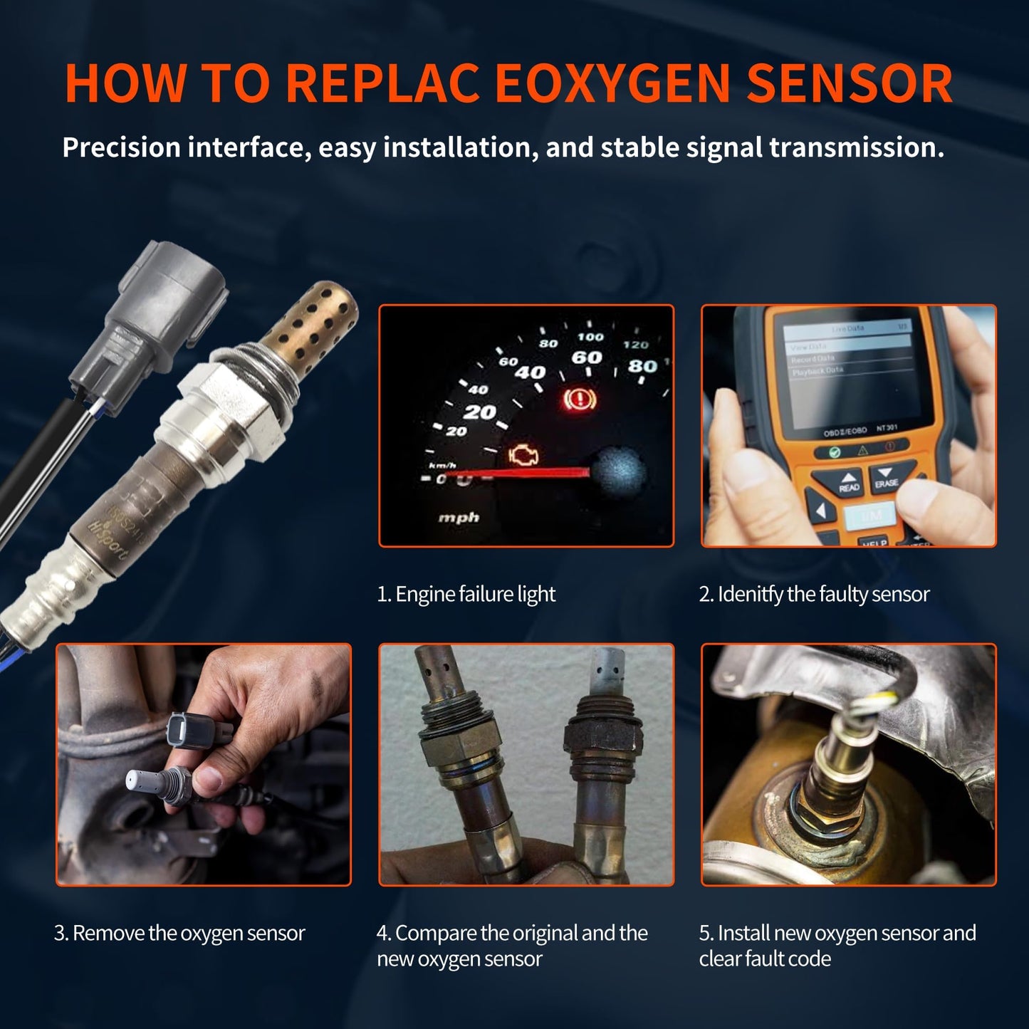 HiSport 234-4048 O2 Oxygen Sensor, Compatible with Jaguar XJ12 1995-1996 XJS 1995, Lexus GS300 1998, 1999, 2000, 2001, 2002, 20003, 2004, 2005, Toyota Highlander 2001, 2002, 2003 RAV4 2001-2003