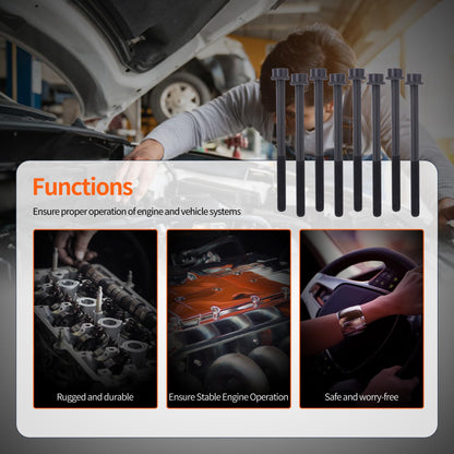 HiSport ES72207 Engine Cylinder Head Bolt Set Replacement for Ford Escape Focus Ranger Fusion for Lincoln MKZ for Mazda B2300 for Mercury Mariner