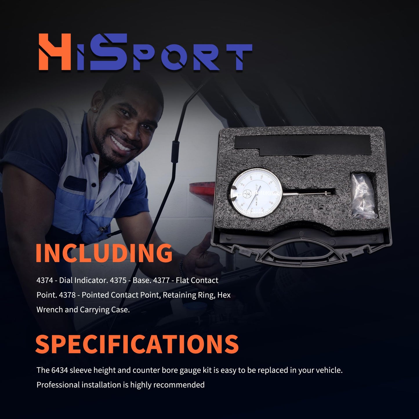 HiSport 6434 Sleeve Height and Counter Bore Gauge for All Diesel Engines - Range: 0-1.00'' Graduation: 0.001'' Reading: 0-100