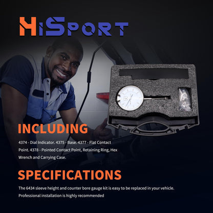 HiSport 6434 Sleeve Height and Counter Bore Gauge for All Diesel Engines - Range: 0-1.00'' Graduation: 0.001'' Reading: 0-100