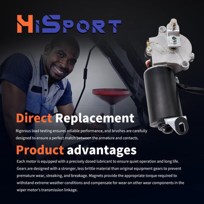 HiSport Front Windshield Wiper Motor - Compatible with Jeep Wrangler YJ 1987 1988 1989 1990 1991 1992 1993 1994 1995 - Replace 56030005 620-00727