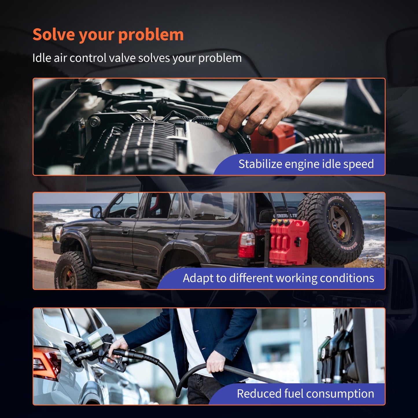 HiSport Idle Air Control Valve With Gasket - Compatible with Toyota 4runner 1997 T100 1996-1998 Tacoma 1996-2000 Replaces 2227075030