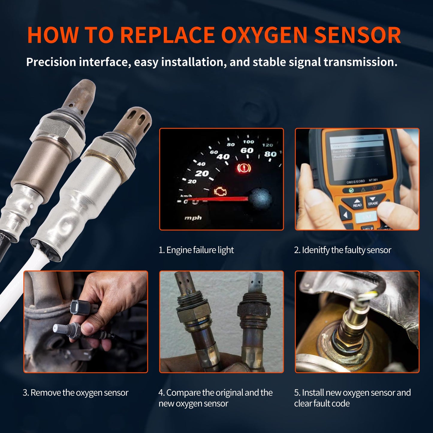 HiSport 234-9133 234-4905 Oxygen O2 Sensor Upstream Downstream 2PCS - Compatible with 2013 2014 2015 2016 2017 Nissan Altima 2.5L l4