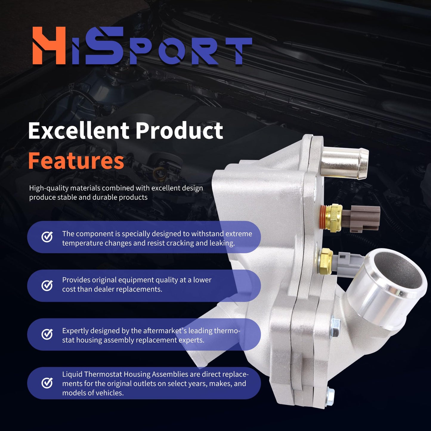 HiSport Aluminum Thermostat Housing Assembly SK121093 4L5E8A586AB Compatible with Ford Explorer 2000-01, Explorer Sport Trac 01-05, Ranger 01-11& Mazda B4000 01-08 & Mercury Mountaineer 00-01