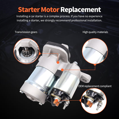 HiSport S114-902A Starter Motor - Compatible with Chevy City Express Compatible with Nissan Cube Juke NV200 Sentra Tiida Versa 1.6L 1.8L 2.0L 2007-2021 12V 1.0KW 10 Teeth Clockwise - Replace 19317693