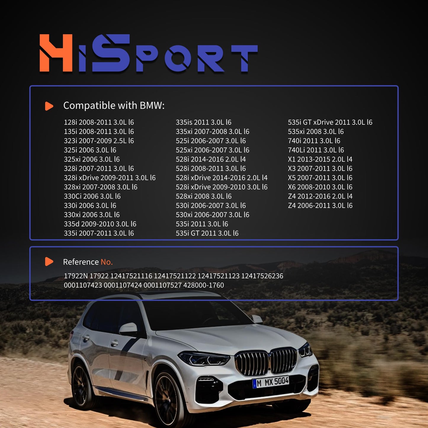 HiSport 12417521116 Starter Motor - Compatible with BMW 1 Series M 128i 135i 323i 325i 325xi 328i 328xi 330Ci 330i 330xi 335d 335i 335is 335xi 525i 525xi 2006-2016 2.0L 2.5L 3.0L 12V 1.1kW 9T CW