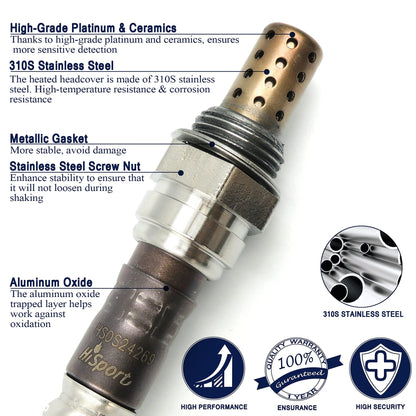 HiSport 250-24269 Oxygen Sensor Compatible with Buick Century, Cadillac DeVille, Chevrolet Astro SSR Tahoe, GMC Envoy Yukon XL, Honda Passport, Isuzu Ascender Rodeo, Oldsmobile Alero, Pontiac Aztek