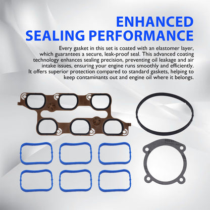 HiSport Lower Intake Manifold Gasket MS972401 12673300 MS19966 Compatible with Buick GMC Cadillac Chevrolet Enclave XTS Traverse Acadia 2009-2016, Lacrosse Camaro SRX STS CTS 3.6L V6