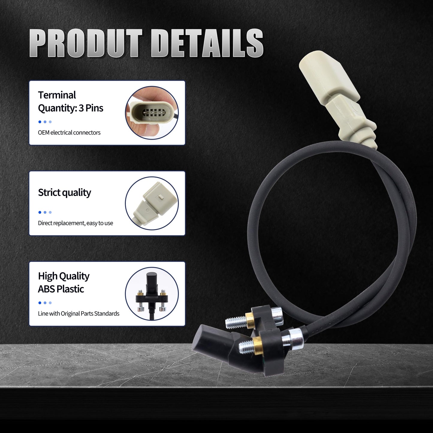 HiSport 07K906433B Crankshaft Position Sensor - Compatible with Volkswagen Beetle 2006-2010 2012-2014 Golf 2010-2014 Jetta 2005-2014 Passat 2012-2014 Rabbit 2006-2009 L5 2.5L