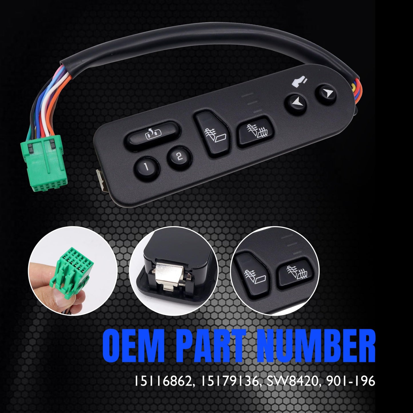 HiSport Driver Side Seat Heater Switch Control with Pedal - Compatible with Cadillac Escalade ESV EXT Chevy Avalanche 1500 2500 Suburban 1500 2500 Tahoe GMC Yukon XL 1500 2500 Replace 15116862