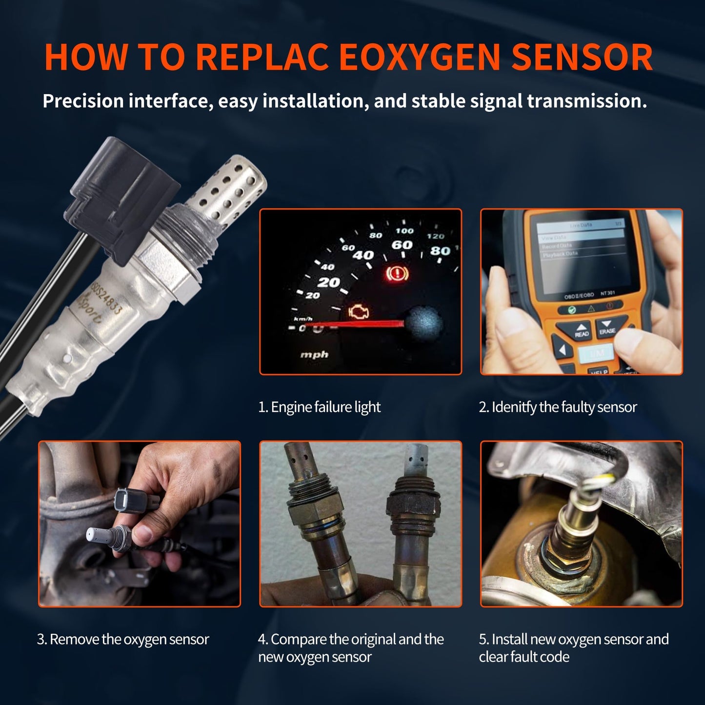 HiSport Oxygen Sensor Compatible with Acura ILX 2016, 2017, 2018, 2019, 2020, 2021, 2022 MDX 2016-2020 RDX 2016-2018 TLX 2016-2020 TSX 2009-2014, Honda Accord 2008-2012, Replaces 250-24833