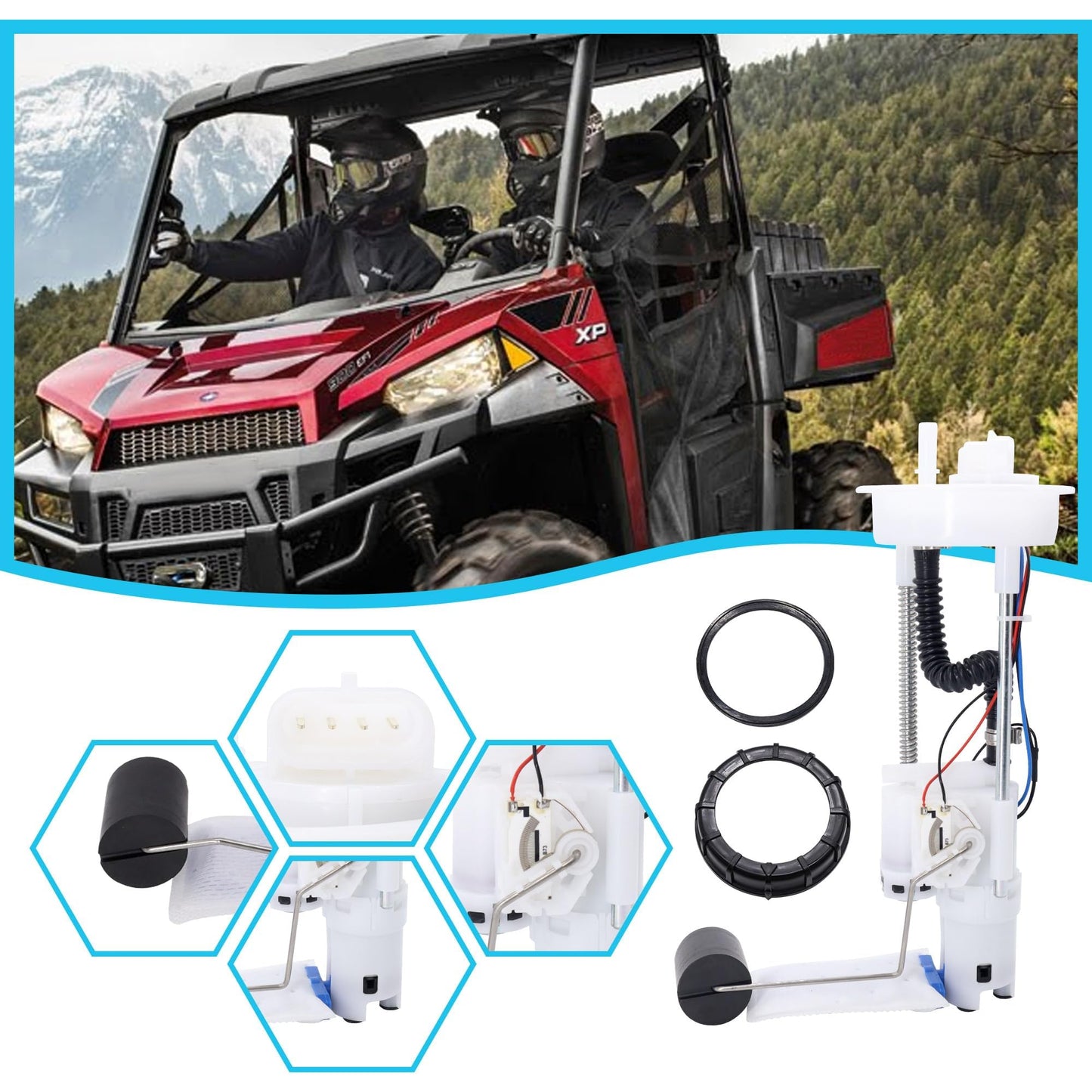 HiSport Fuel Pump Assembly Compatible with RZR 900 2018-2019, EPS 2018-2019,XC 2015-2017, RZR XP 4 1000 EPS 2014 2015 2016 2017 2018 2019 Replace 47-1001 2205502 2521363