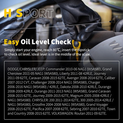 HiSport Automatic Permanent Locking Transmission Dipstick - Compatible with 300 300C C, Challenger, Charger, Magnum NAG-1 Stays in Vehicle Replaces W5A580