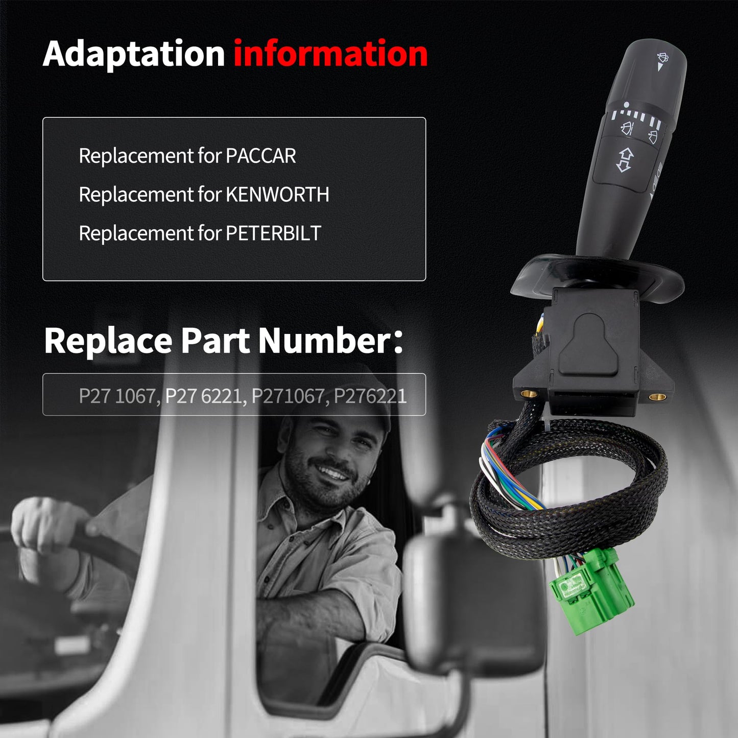 HiSport Turn Signal Switch with 8 Wire Fit for Peterbilt 379 330 337 365 367 384 385 Replace P271067, P27-6221,P276221, TRW 480791 TRW480791 20548AA A0613-002-00