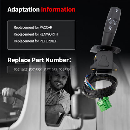 HiSport Turn Signal Switch with 8 Wire Fit for Peterbilt 379 330 337 365 367 384 385 Replace P271067, P27-6221,P276221, TRW 480791 TRW480791 20548AA A0613-002-00