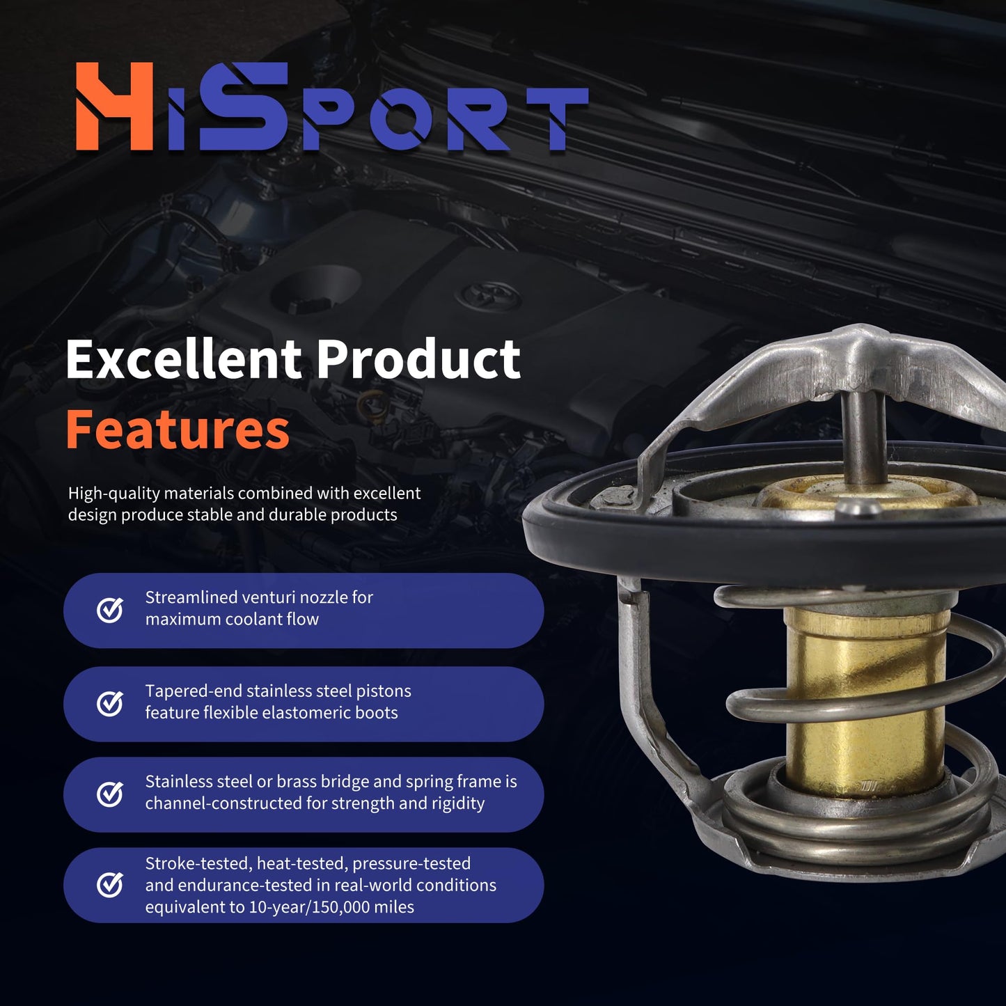 HiSport Engine Coolant Thermostat - Compatible with Buick Chevy GMC Oldsmobile Pontiac Saab Saturn - Replace 33943