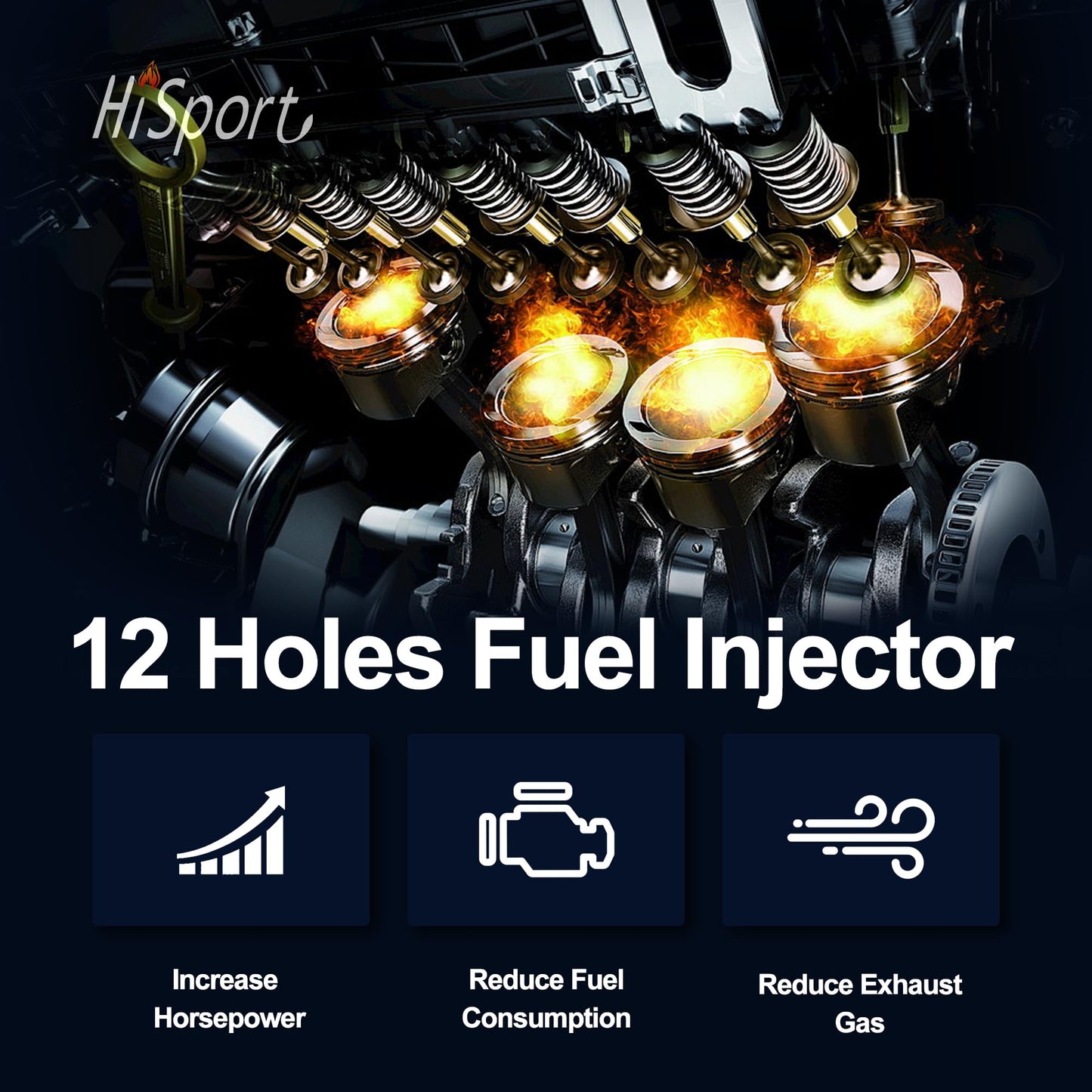 HiSport Fuel Injector 0280156161 6 PCS Compatible with Jeep 4.0L 1999-2004 I6 Upgrade 12 Hole 22LB Injectors