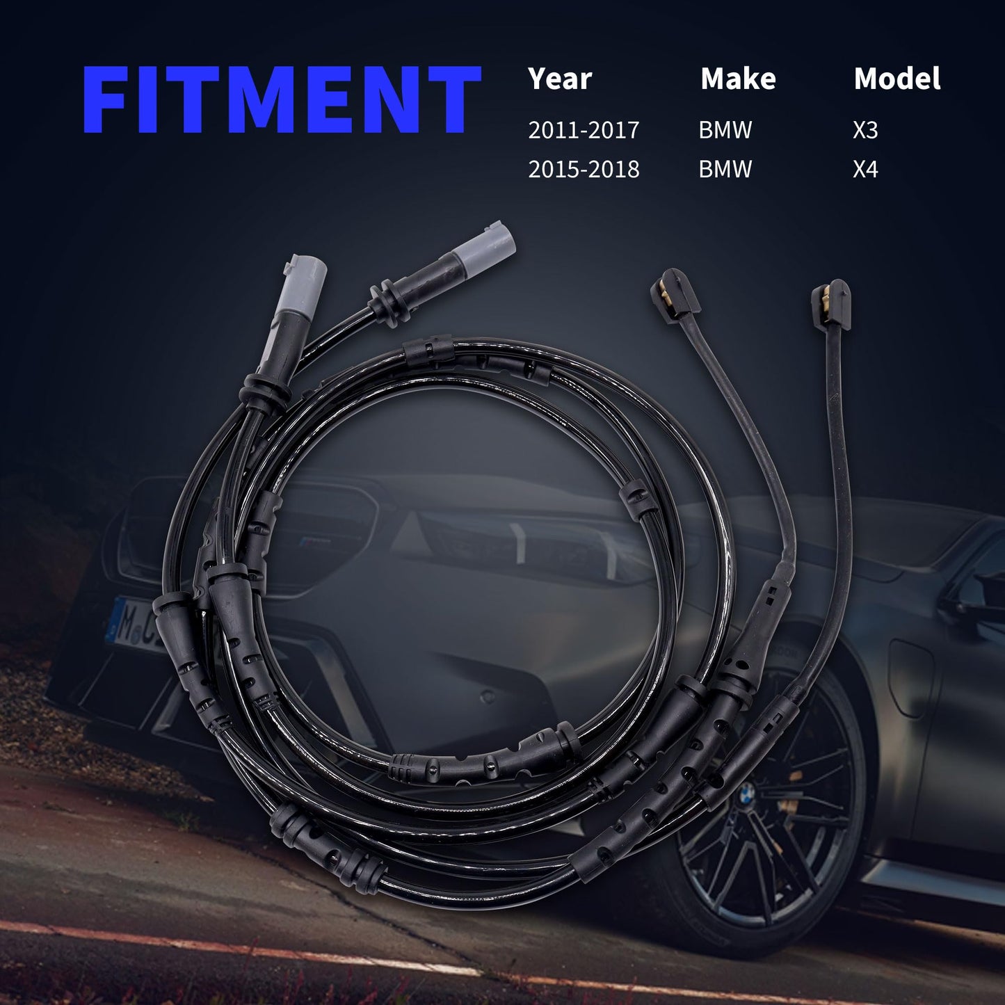 HiSport Front and Rear Disc Brake Pad Wear Sensor Kit - Compatible with BMW F25 X3 2011-2017 F26 X4 2015-2018 Replace 34356790303 34356790304-2Pcs