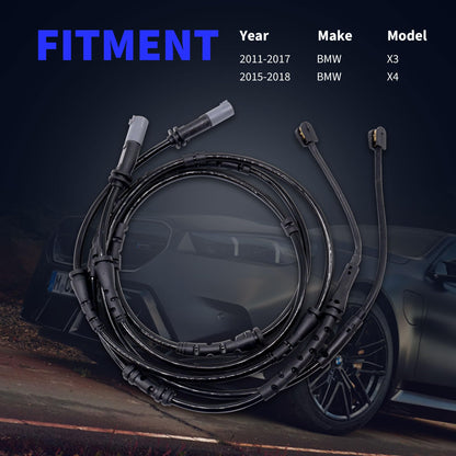 HiSport Front and Rear Disc Brake Pad Wear Sensor Kit - Compatible with BMW F25 X3 2011-2017 F26 X4 2015-2018 Replace 34356790303 34356790304-2Pcs