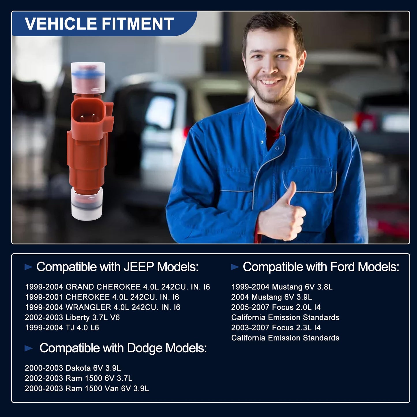 HiSport Fuel Injector 0280156161 6 PCS Compatible with Jeep 4.0L 1999-2004 I6 Upgrade 12 Hole 22LB Injectors