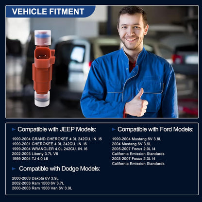 HiSport Fuel Injector 0280156161 6 PCS Compatible with Jeep 4.0L 1999-2004 I6 Upgrade 12 Hole 22LB Injectors