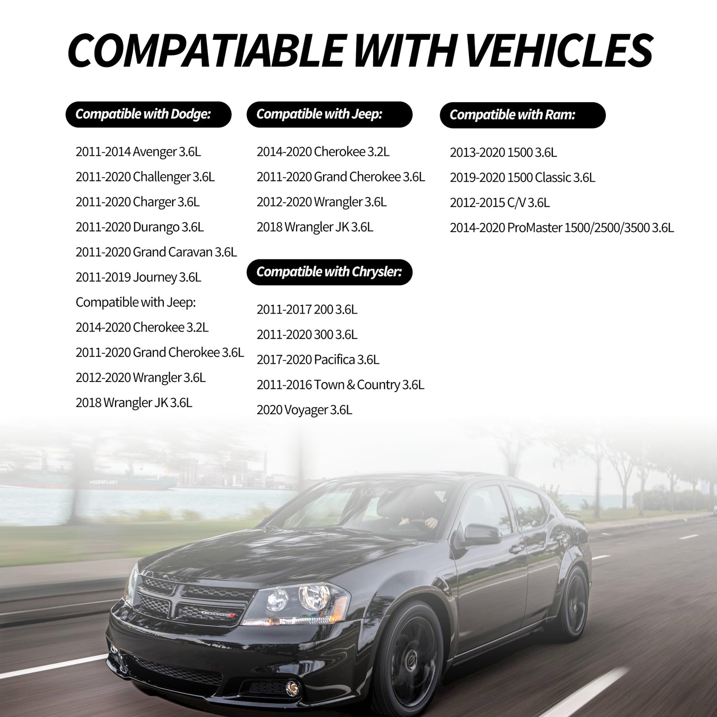 HiSport MS97204 Intake Manifold Gasket Set Upper & Lower - Compatible with 3.6L 2011-2020 Dodge Avenger Journey Charger Grand Cherokee Chrysler 200 300