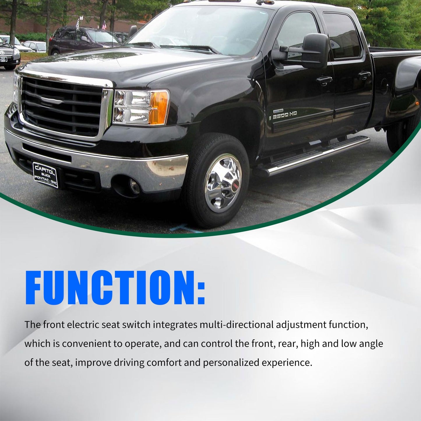 HiSport 901-202 Driver Side Power Seat Adjuster Switch - Compatible with Chevrolet Avalanche 1500 2500 Tahoe GMC Cadillac Sierra Hummer H2 Replaces 901202 12450166