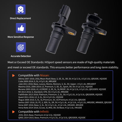 HiSport 33438N F119283A 125958B Automatic Transmission Input/Output Sensor Vehicle Speed Sensor Replacement for Nissan Altima Maxima Sentra Versa Rogue Juke,Compatible with Infiniti JX35 QX60 CVT CVT7
