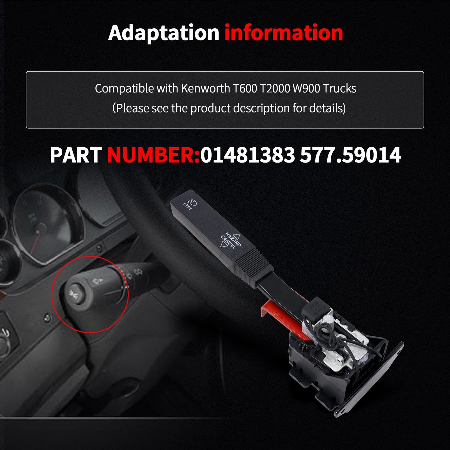 HiSport 01481383 Turn Signal Light Switch Headlamp Switch Compatible with Kenworth T600 T2000 W900 Trucks Replacement for 57759014,577.59014