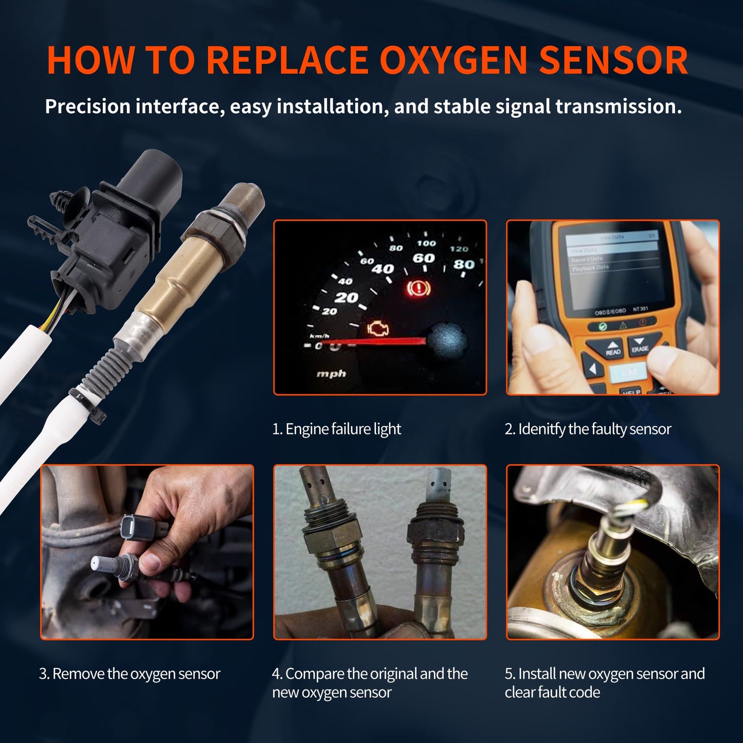 HiSport Oxygen O2 Sensor Upstream - Compatible with Ford Explorer 2013-2019 F-150 2009-2016 Mustang 2012-2014 Lincoln Mks MKT Mkc 2010-2015 Replaces 234-5113 Mazda 2009-2010