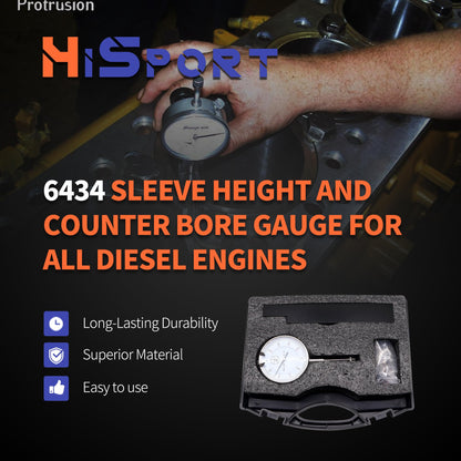 HiSport 6434 Sleeve Height and Counter Bore Gauge for All Diesel Engines - Range: 0-1.00'' Graduation: 0.001'' Reading: 0-100