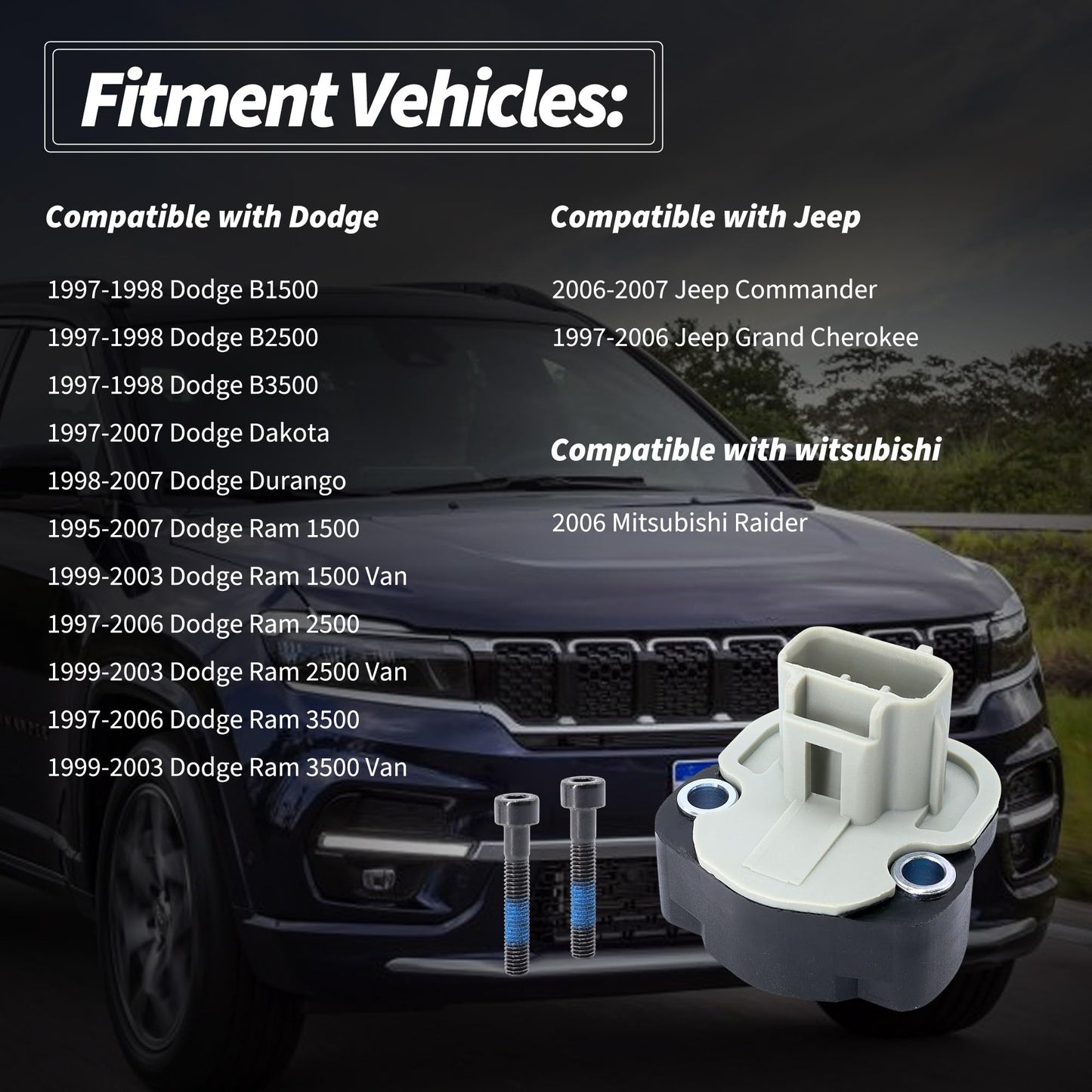 HiSport Throttle Position Sensor TPS 5017479AA TH190 TPS333 Compatible with Dodge Dakota Durango Ram 1500 Ram 2500 B1500 B2500 B3500 Grand Cherokee Commander Replacement for 53030807AB