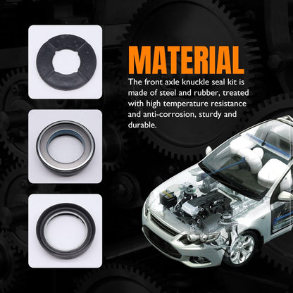 HiSport 50381 Outer Axle Knuckle Tube Dust Seal & Inner Tube Seal & Snap Ring & Needle Bearing & Thrust Washer Seals Kit Compatible with Ford 1998 1999 2000 2001 2002 2003 2004 Replace 50491 2019816