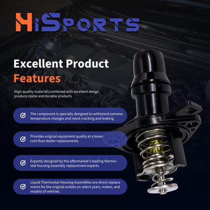 HiSport Engine Coolant Thermostat Housing Assembly - Compatible with Acura TSX 2009-2014 | Honda Crosstour 2013-2015 Accord 2003-2012 Element 2003-2011 - Replace 19301RAAA02
