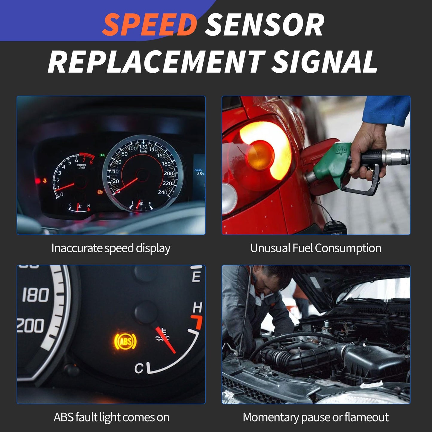 HiSport Transmission Output Speed Sensor Compatible with Hyundai Tiburon 2006-2008 Sonata 1999-2000 Elantra 2001-2006 Kia Optima 2001-2007 Spectra 2005 Replaces B113802020CA